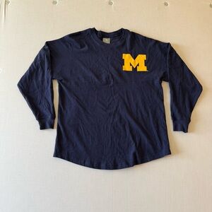 Michigan Wolverines Navy Blue Long Sleeve Sweatshirt with Yellow Logo